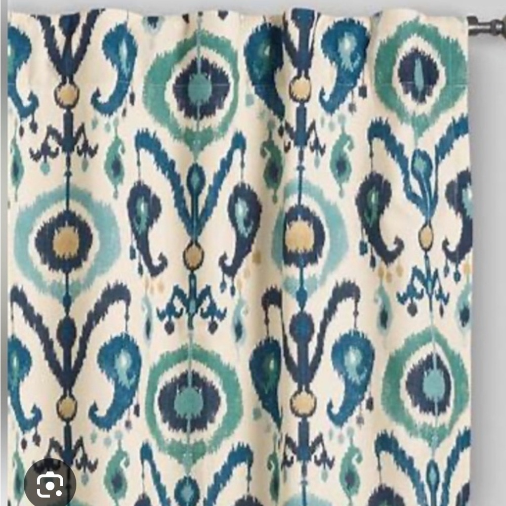 NEW PAIR World Market Indigo Ikat Two Panel Curtains (48"x84") - Picture 2 of 7